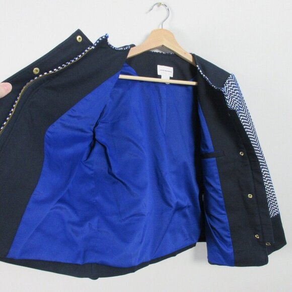 Club Monaco Tweed Blazer Jacket Women 6 Navy Old Money Office Siren Career 530 - Picture 5 of 9